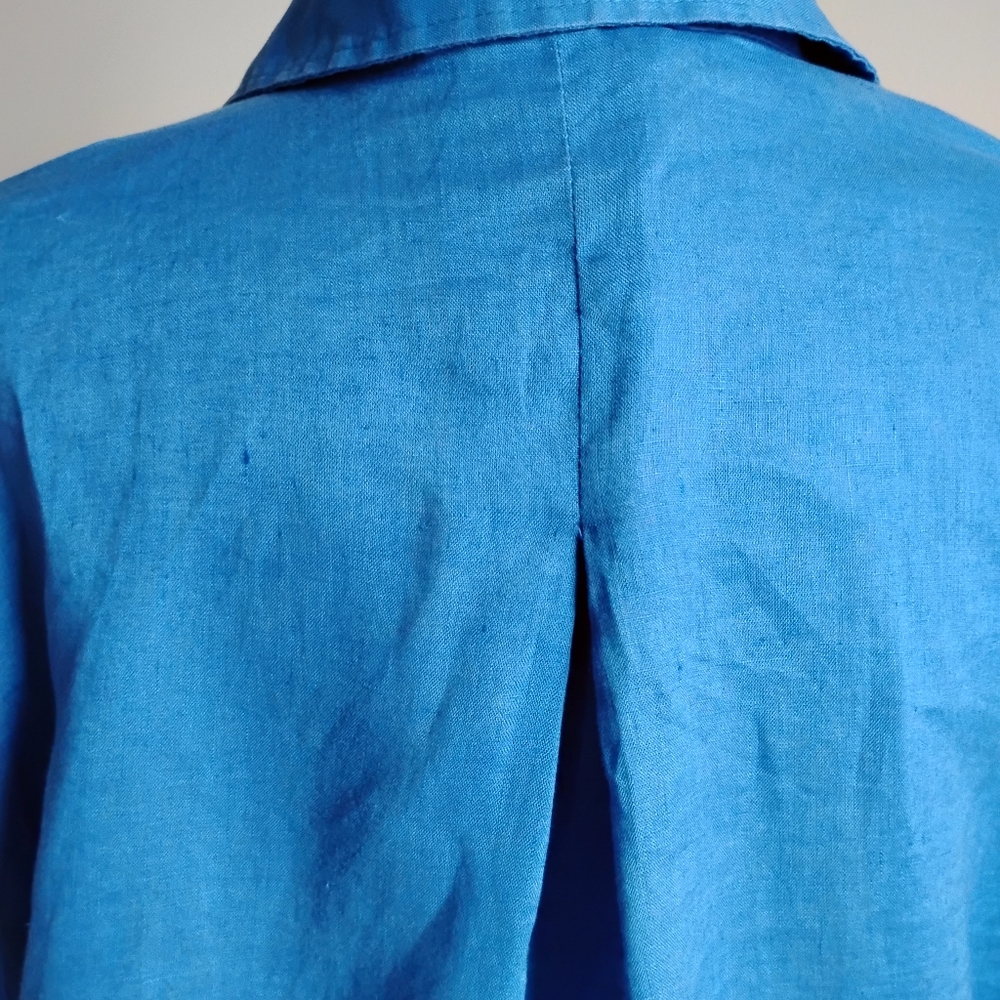 H&M Linen Oversized Swing Style Button Down Shirt Royal Blue Minimalist Size Med - Picture 9 of 14